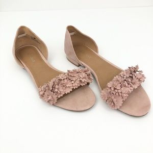 Lane Bryant pink flower flats size 9w
